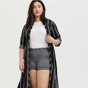 Torrid Black Multi Stripe Challis Duster Shirt Kimono Size 1